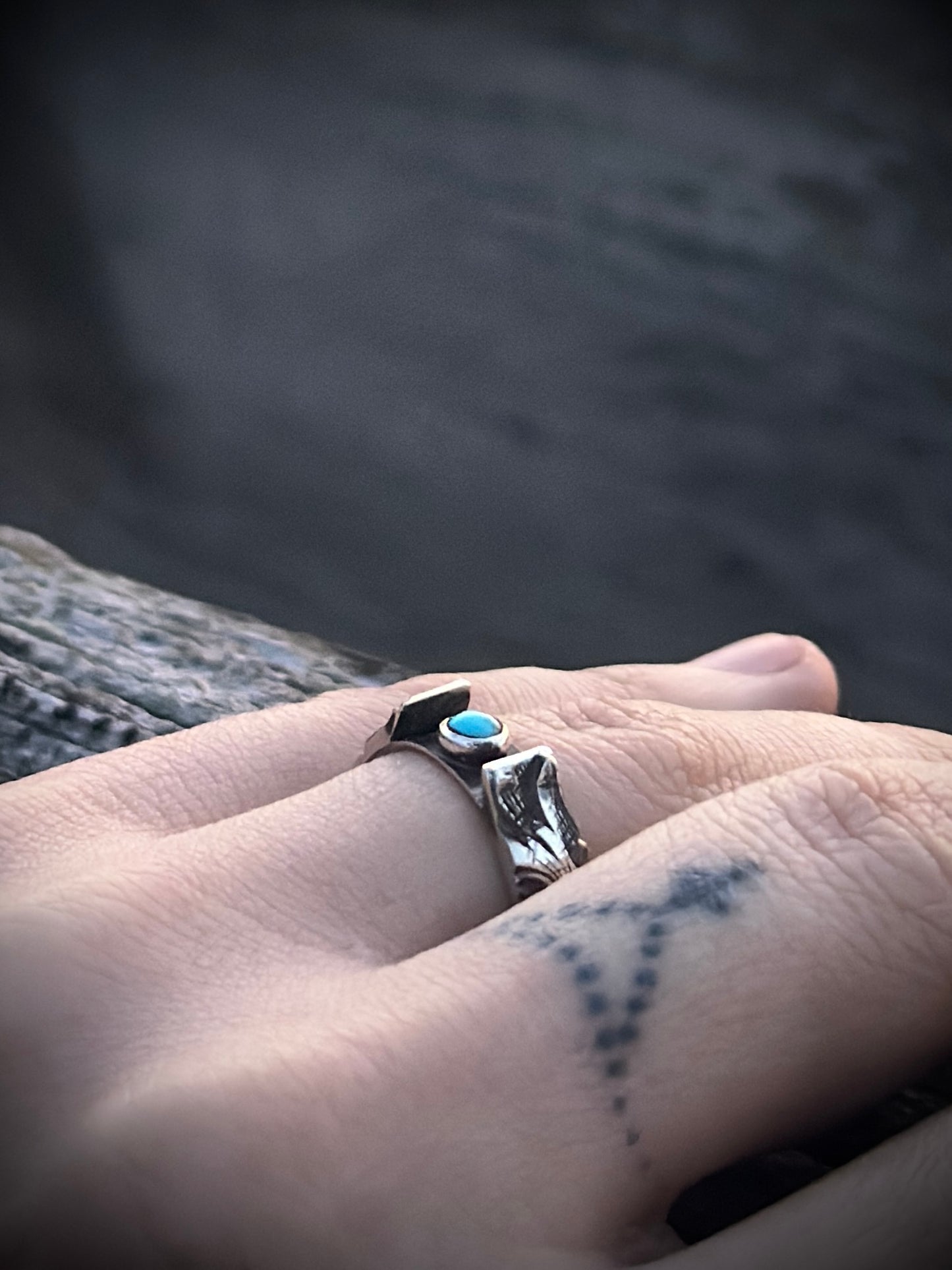 Sterling + Kingman Turquoise Ring 7.5