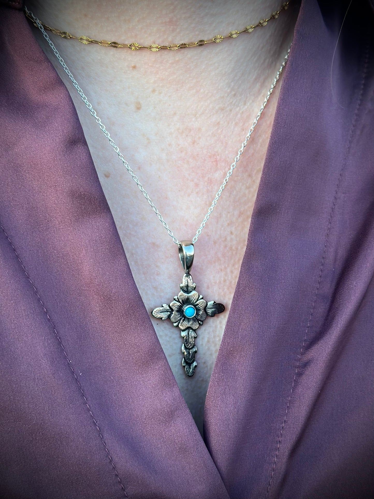 Blooming in Faith Cross Pendant