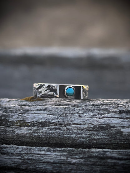 Sterling + Kingman Turquoise Ring 7.5