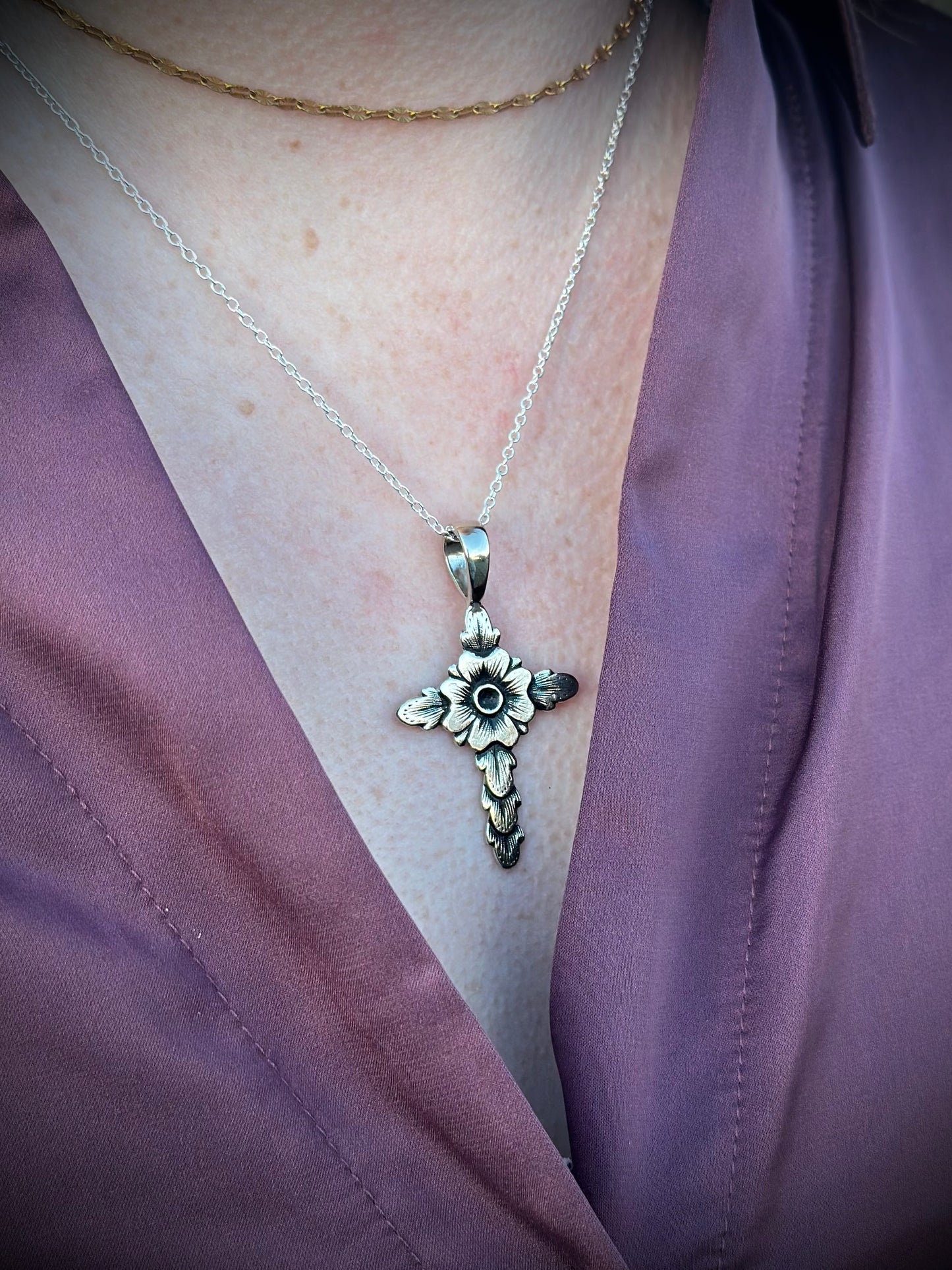 Blooming in Faith Cross Pendant
