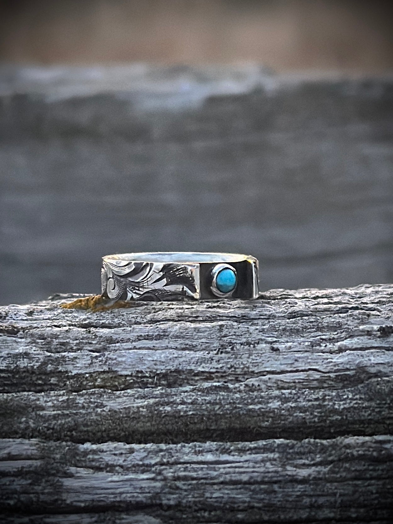 Sterling + Kingman Turquoise Ring 7.5