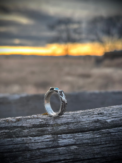 Sterling + Kingman Turquoise Ring 7.5
