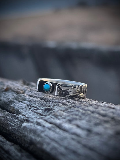 Sterling + Kingman Turquoise Ring 7.5